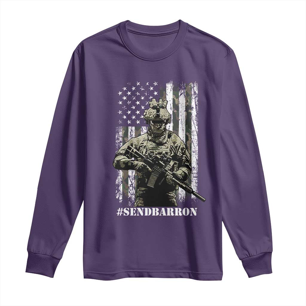 Send Barron Long Sleeve Shirt Sarcastic Political American Flag Camo Soldier