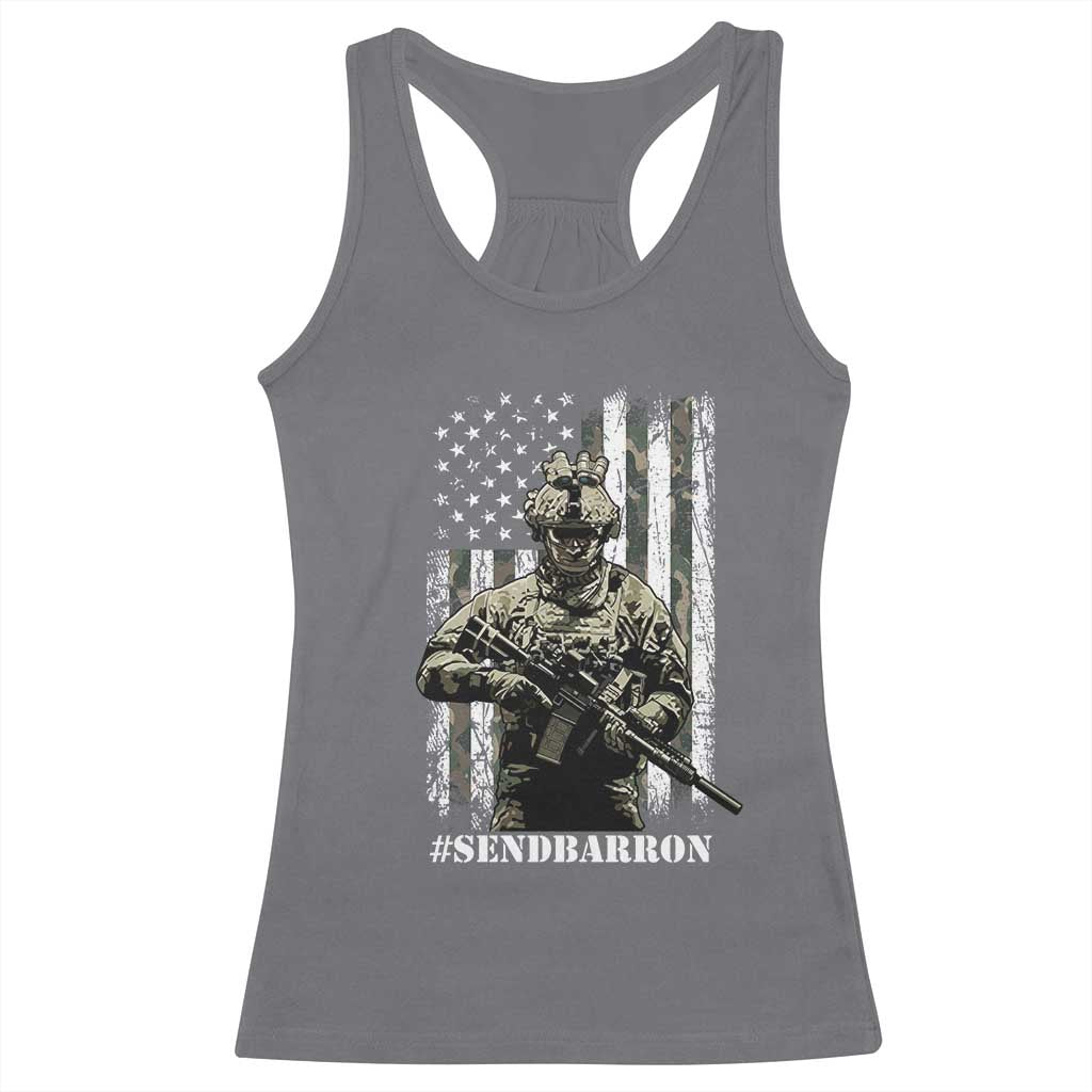 Send Barron Racerback Tank Top Sarcastic Political American Flag Camo Soldier