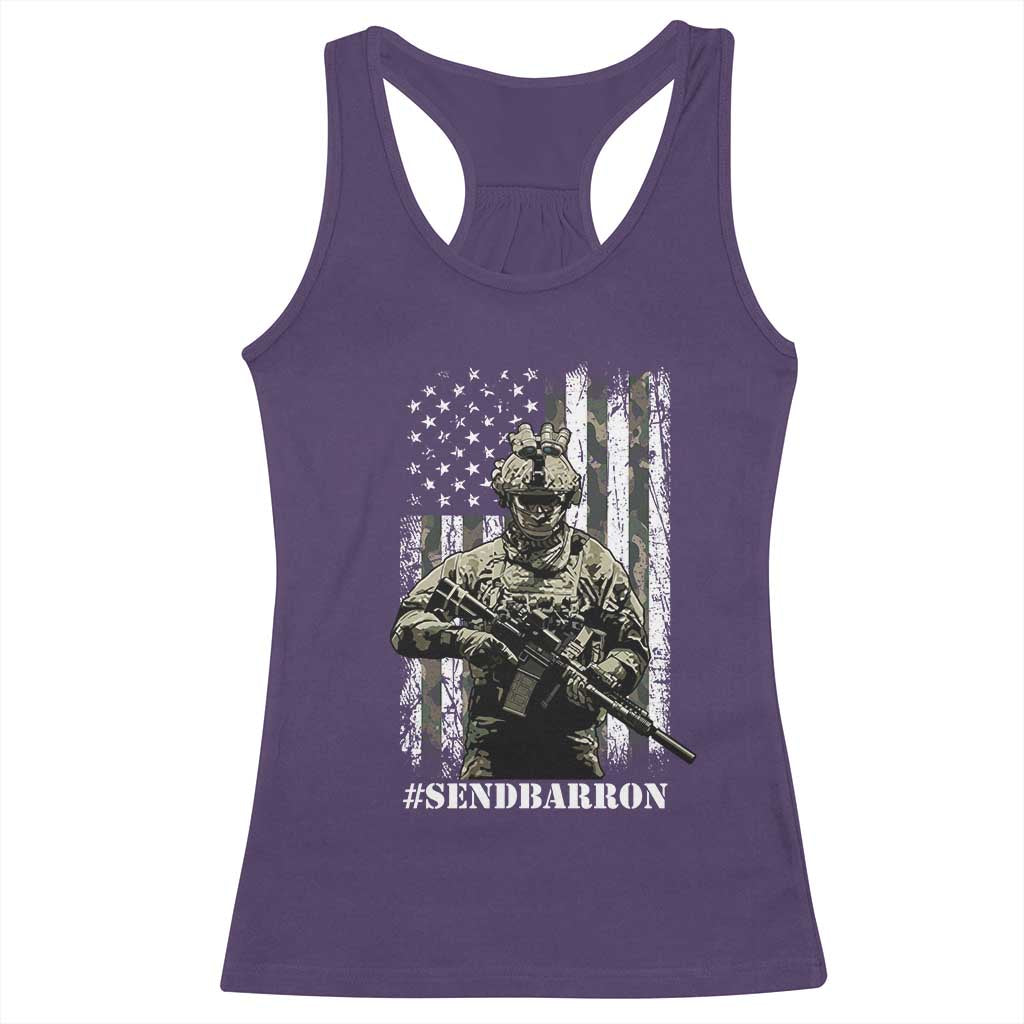 Send Barron Racerback Tank Top Sarcastic Political American Flag Camo Soldier
