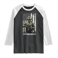 Send Barron Raglan Shirt Sarcastic Political American Flag Camo Soldier