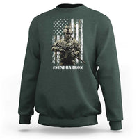 Send Barron Sweatshirt Sarcastic Political American Flag Camo Soldier