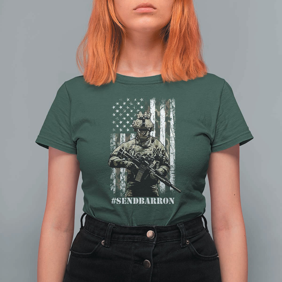 Send Barron T Shirt For Women Sarcastic Political American Flag Camo Soldier