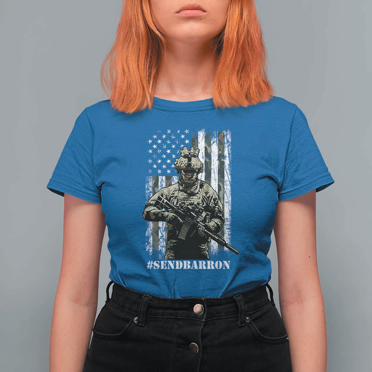 Send Barron T Shirt For Women Sarcastic Political American Flag Camo Soldier