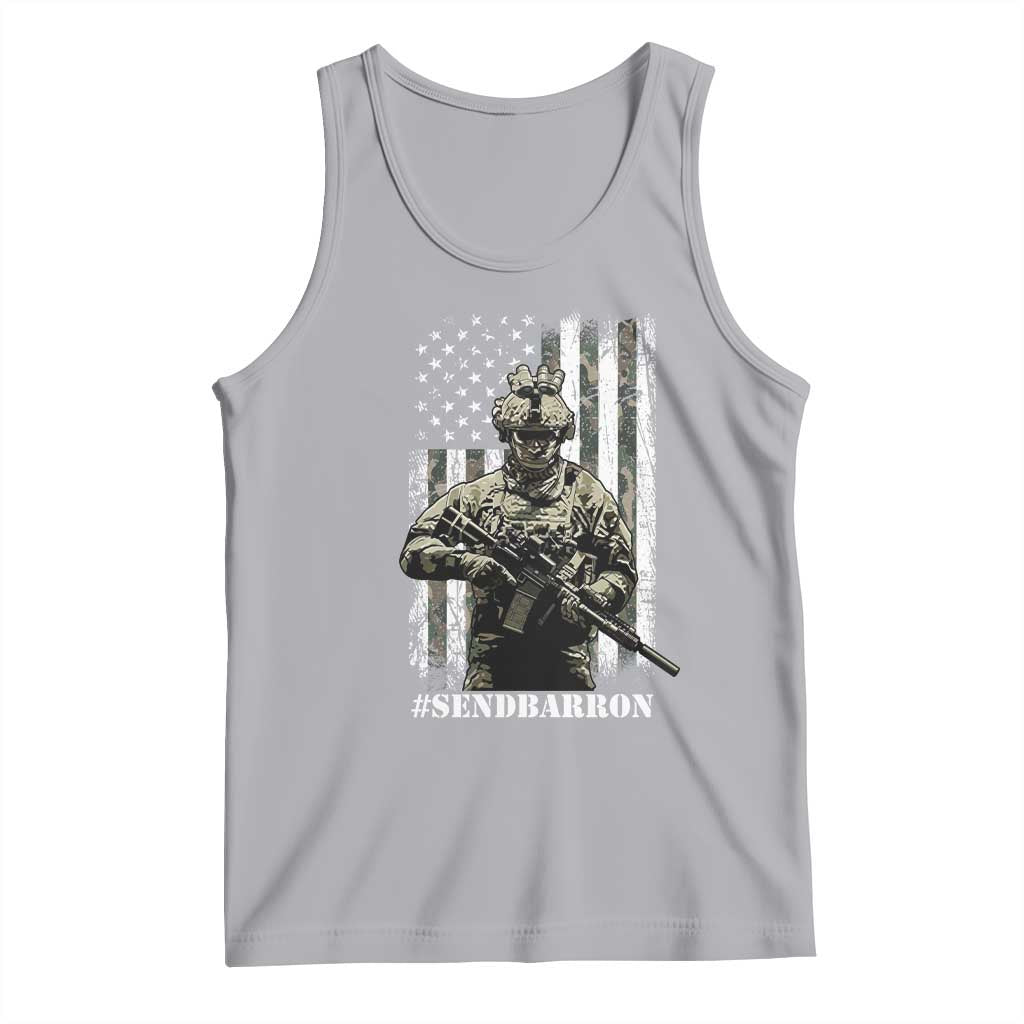 Send Barron Tank Top Sarcastic Political American Flag Camo Soldier
