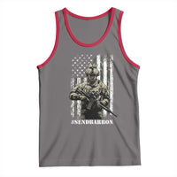 Send Barron Tank Top Sarcastic Political American Flag Camo Soldier