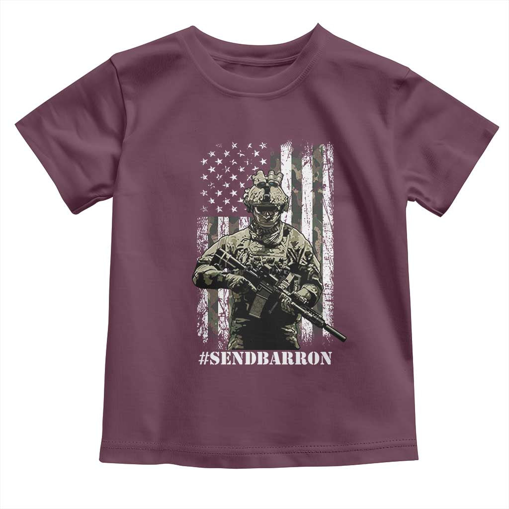 Send Barron Toddler T Shirt Sarcastic Political American Flag Camo Soldier
