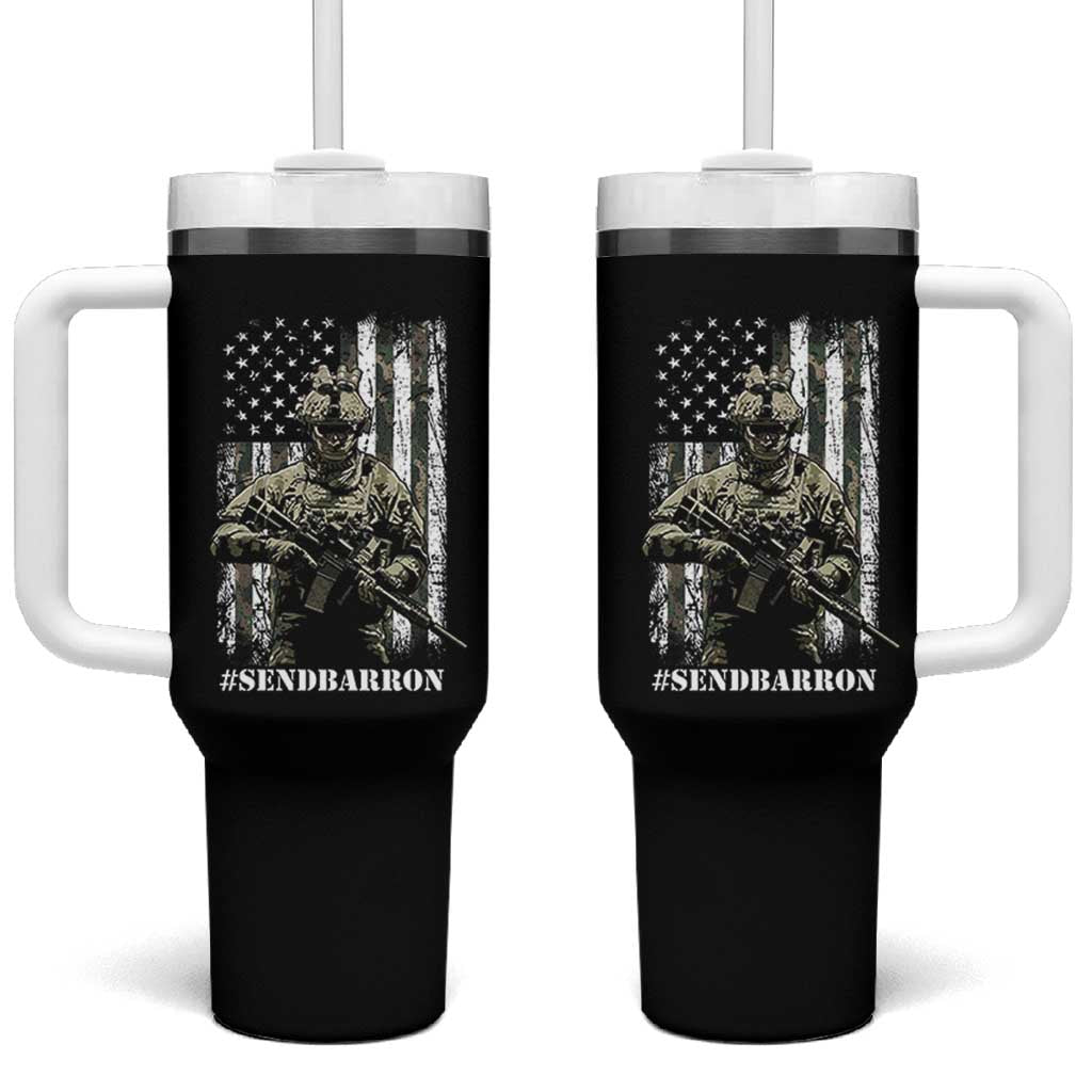 Send Barron Tumbler With Handle Sarcastic Political American Flag Camo Soldier