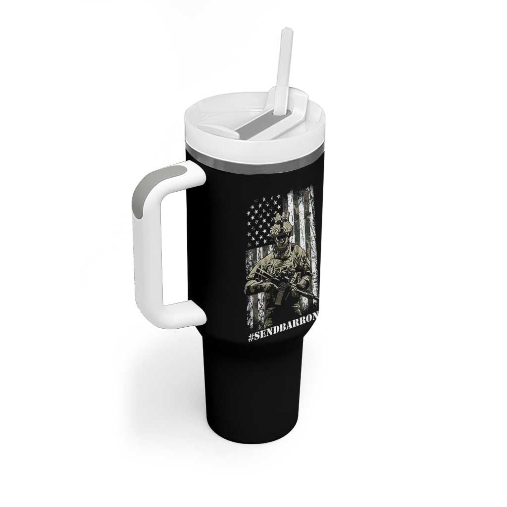 Send Barron Tumbler With Handle Sarcastic Political American Flag Camo Soldier