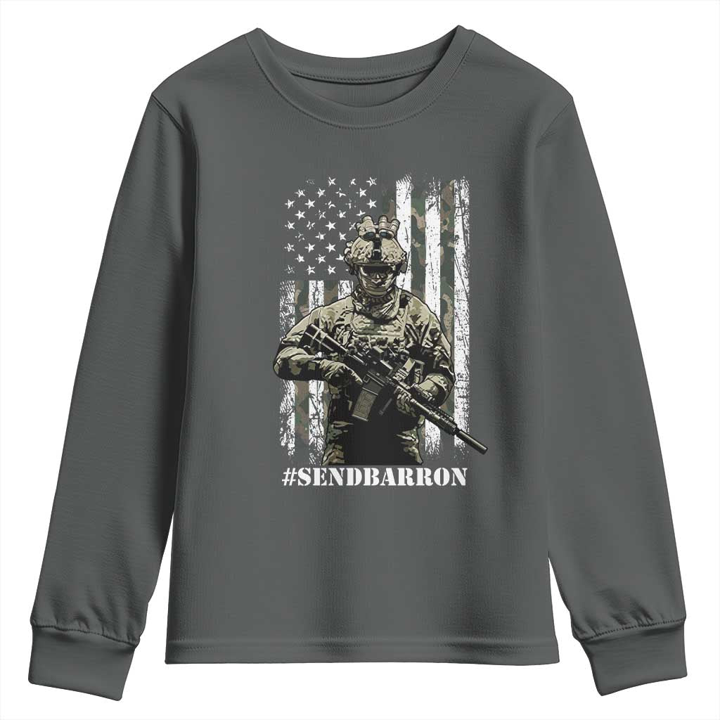 Send Barron Youth Sweatshirt Sarcastic Political American Flag Camo Soldier