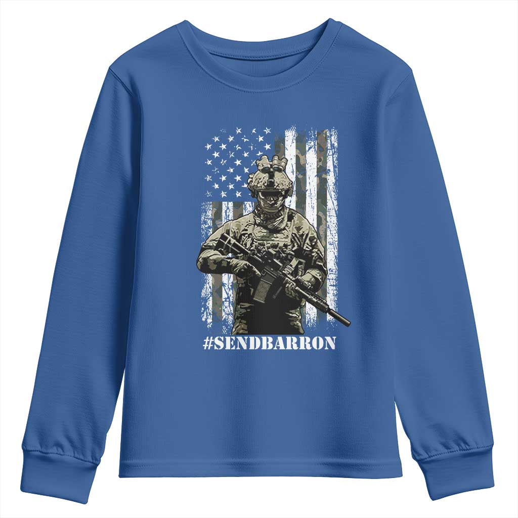 Send Barron Youth Sweatshirt Sarcastic Political American Flag Camo Soldier
