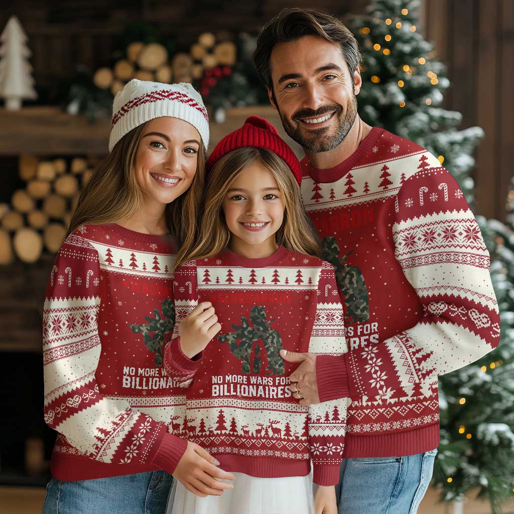 Send Barron Ugly Christmas Sweater No More Wars For Billionaires