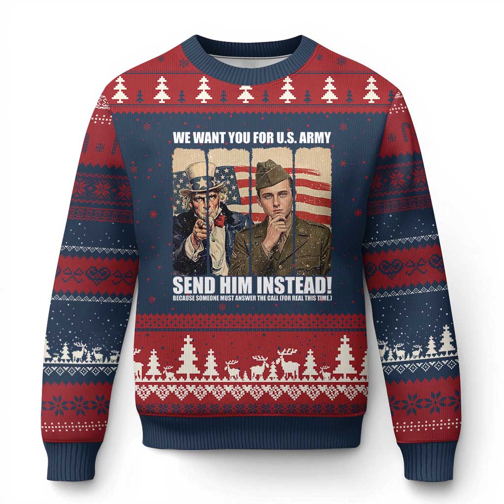 Send Barron Ugly Christmas Sweater We Want You For US Army