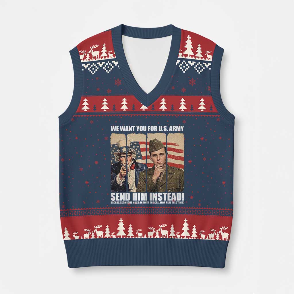 Send Barron V-Neck Knit Sweater Vest We Want You For US Army