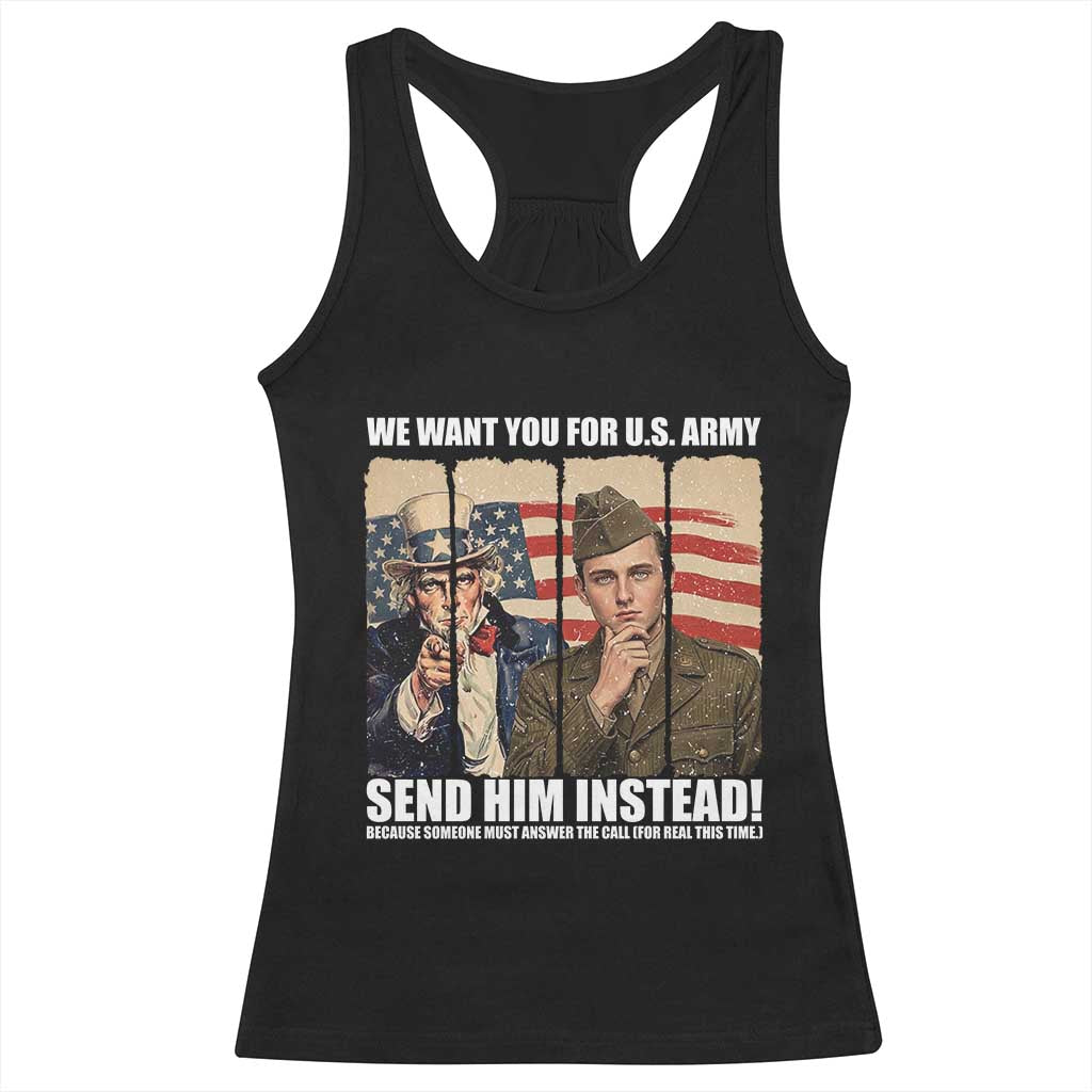 Send Barron Racerback Tank Top We Want You For US Army