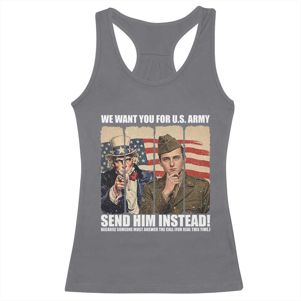 Send Barron Racerback Tank Top We Want You For US Army