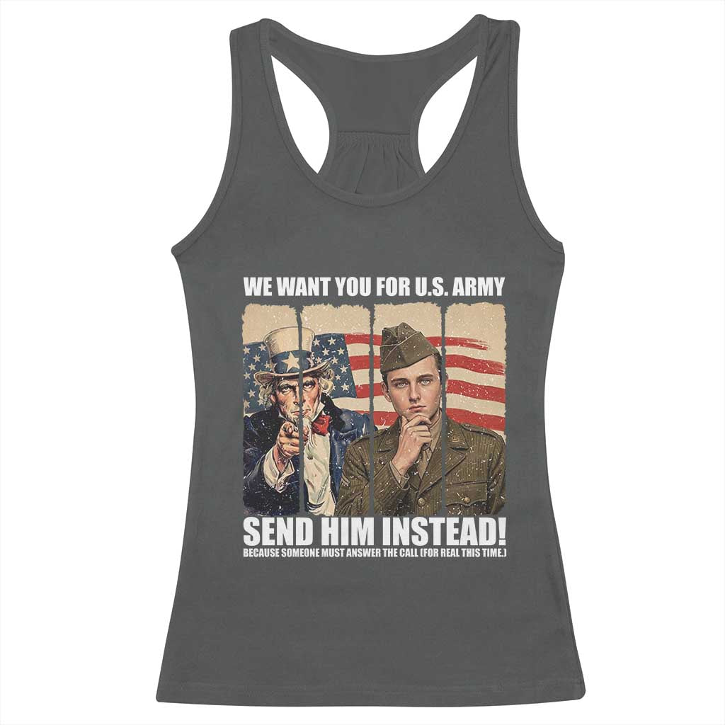 Send Barron Racerback Tank Top We Want You For US Army