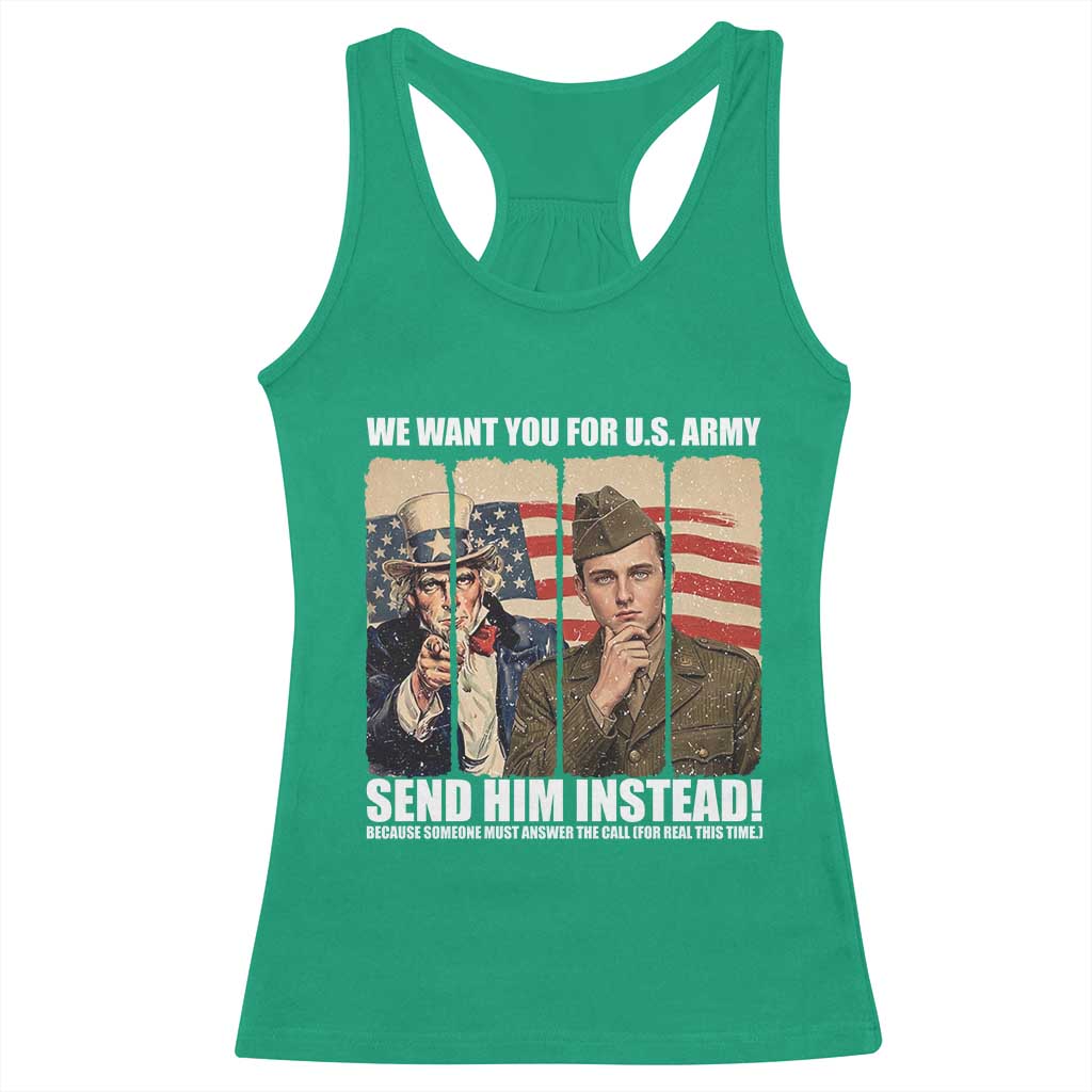 Send Barron Racerback Tank Top We Want You For US Army