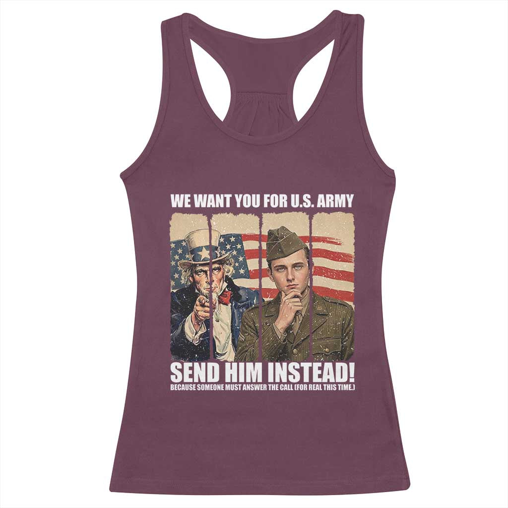 Send Barron Racerback Tank Top We Want You For US Army