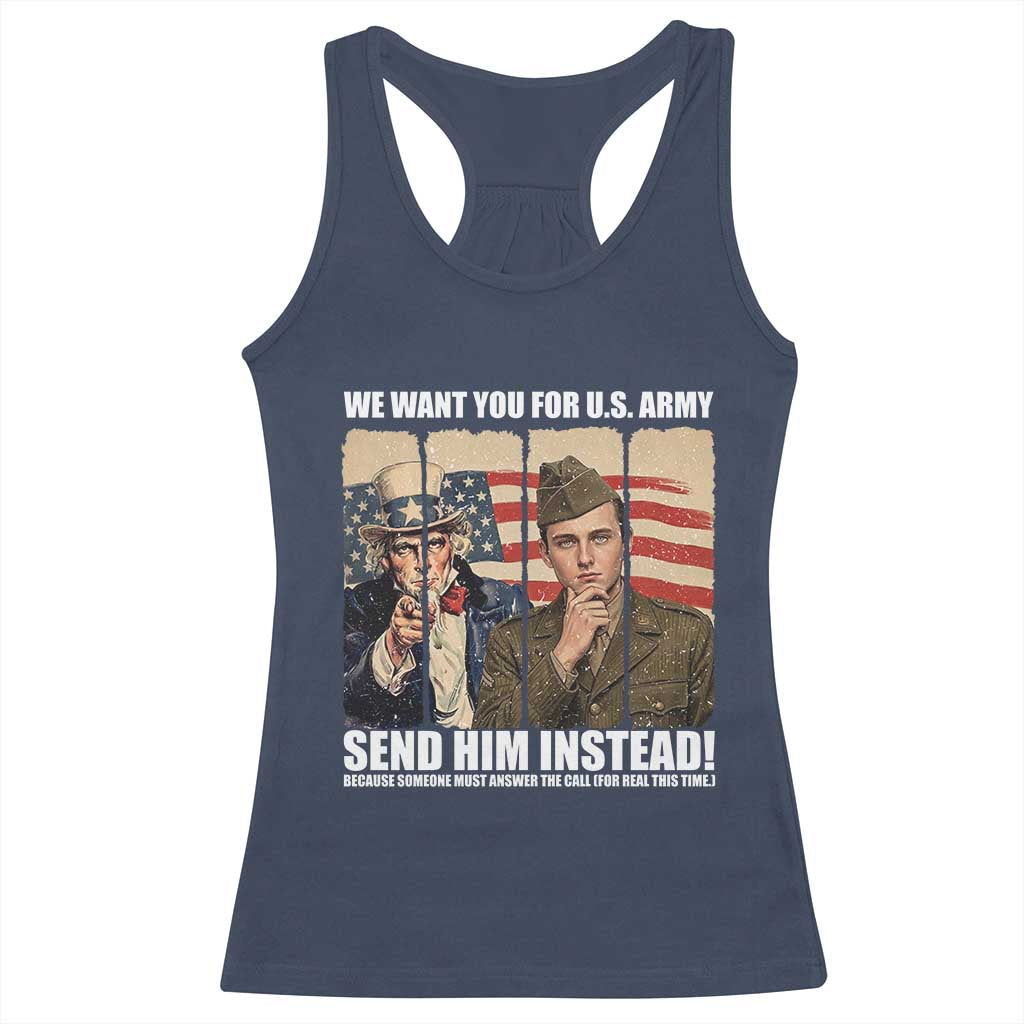 Send Barron Racerback Tank Top We Want You For US Army