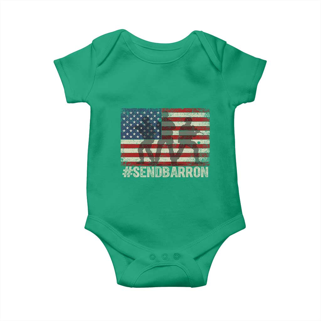 Send Barron Baby Onesie Vintage American Flag Soldier Hashtag Internet Meme