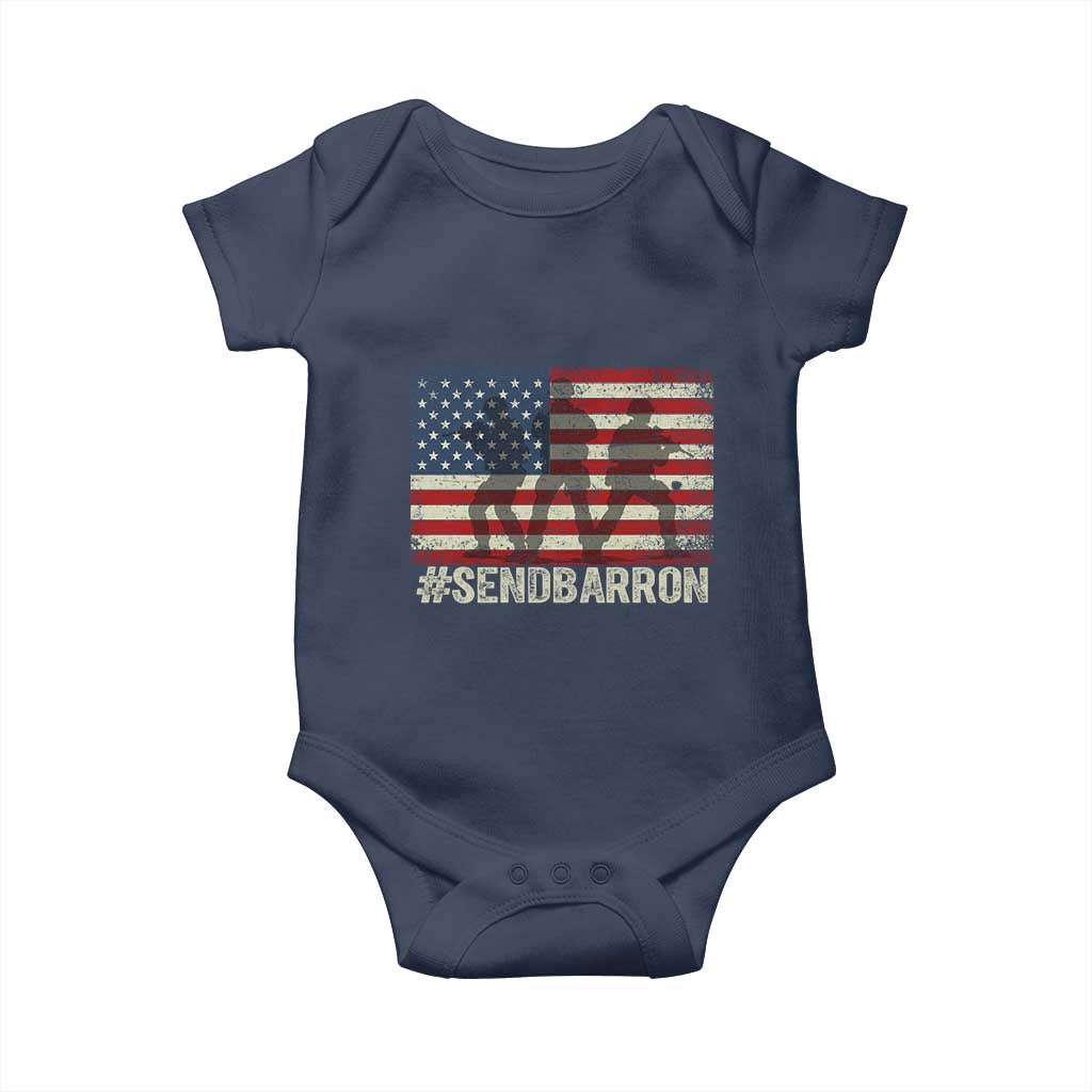 Send Barron Baby Onesie Vintage American Flag Soldier Hashtag Internet Meme