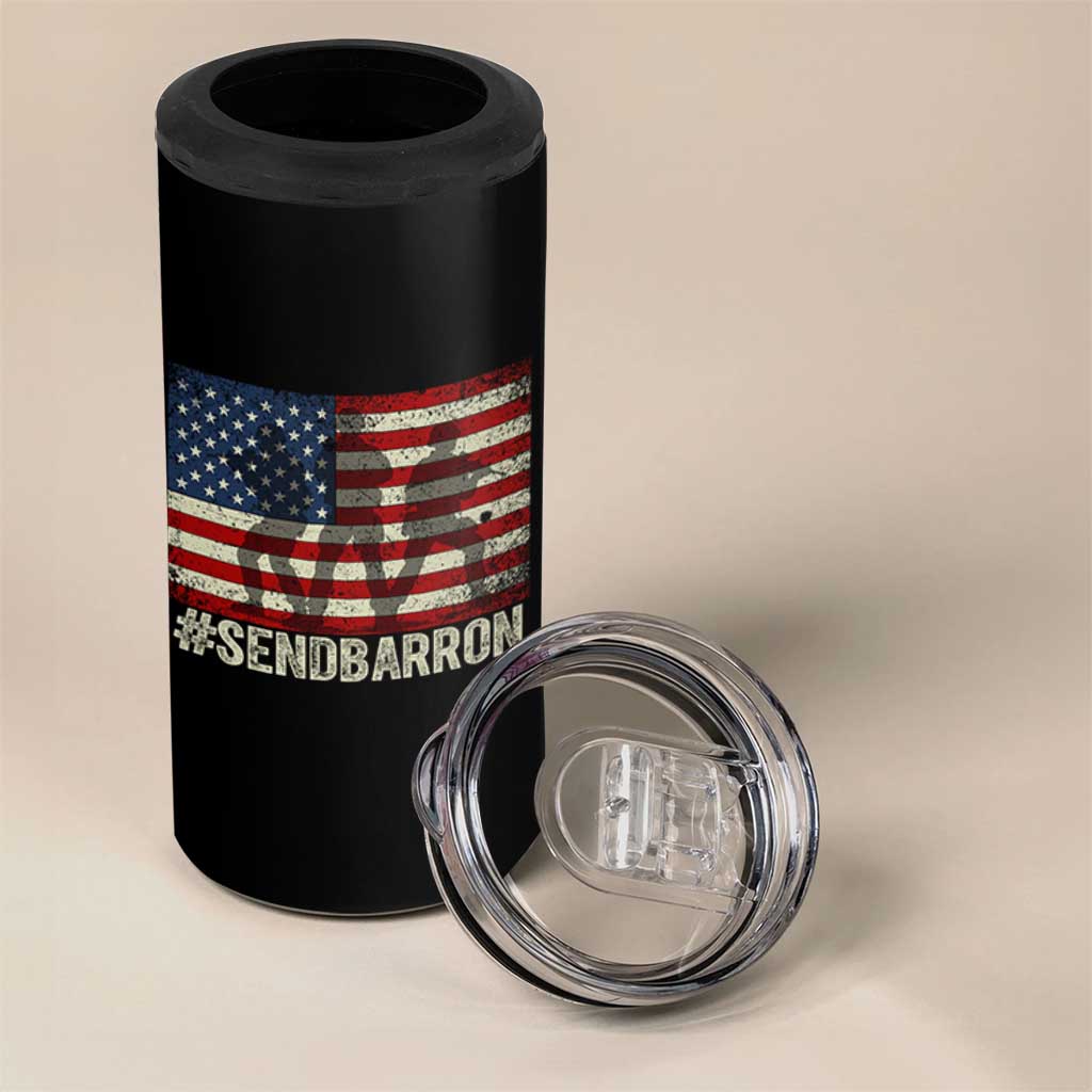 Send Barron 4 in 1 Can Cooler Tumbler Vintage American Flag Soldier Hashtag Internet Meme