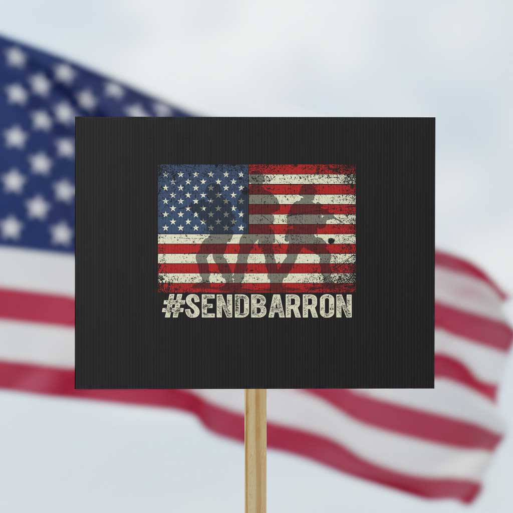 Send Barron Protest Sign Vintage American Flag Soldier Hashtag Internet Meme