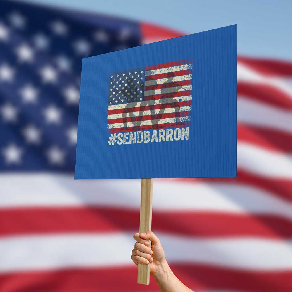 Send Barron Protest Sign Vintage American Flag Soldier Hashtag Internet Meme