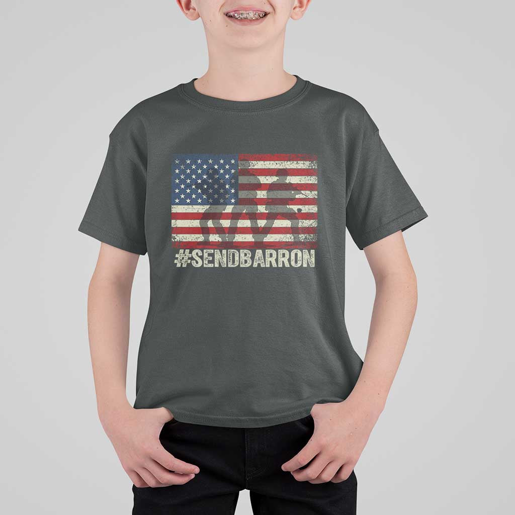 Send Barron T Shirt For Kid Vintage American Flag Soldier Hashtag Internet Meme