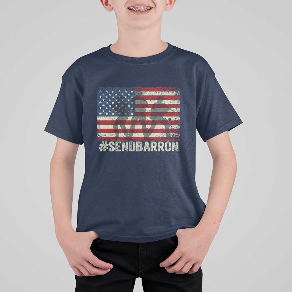 Send Barron T Shirt For Kid Vintage American Flag Soldier Hashtag Internet Meme
