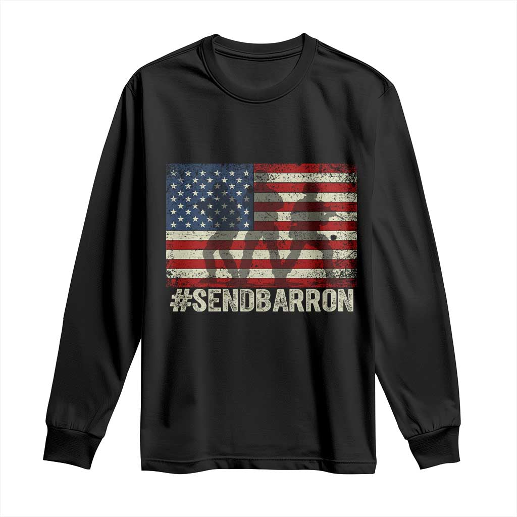 Send Barron Long Sleeve Shirt Vintage American Flag Soldier Hashtag Internet Meme