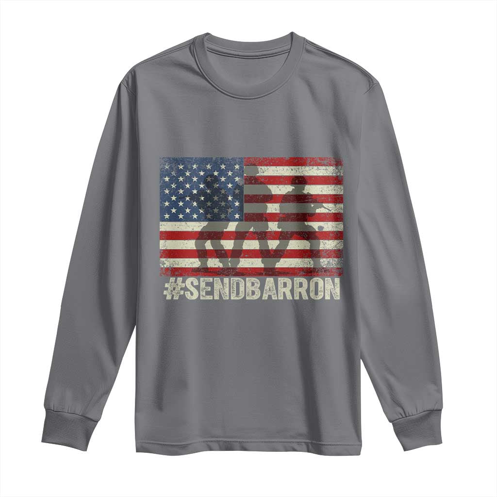 Send Barron Long Sleeve Shirt Vintage American Flag Soldier Hashtag Internet Meme