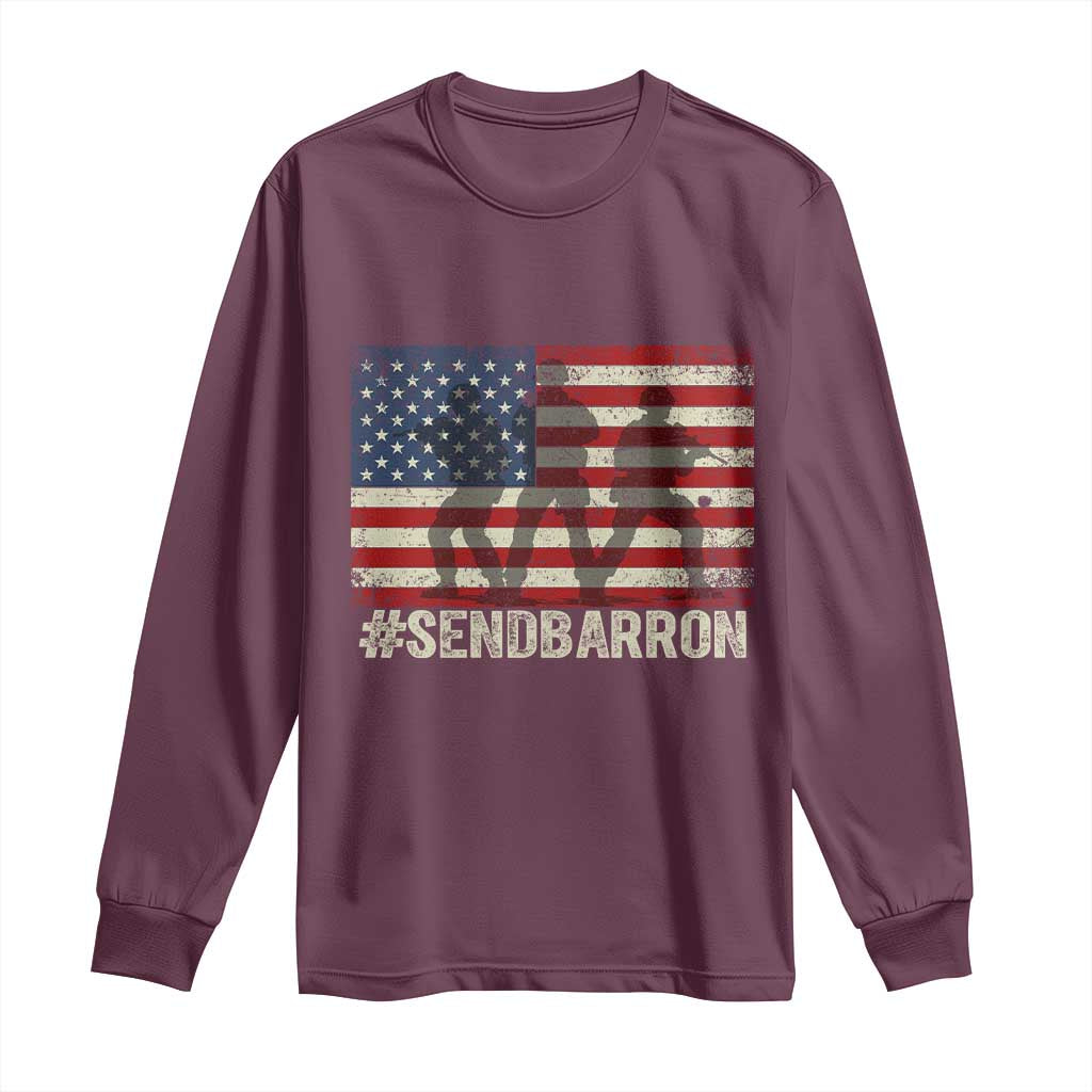 Send Barron Long Sleeve Shirt Vintage American Flag Soldier Hashtag Internet Meme