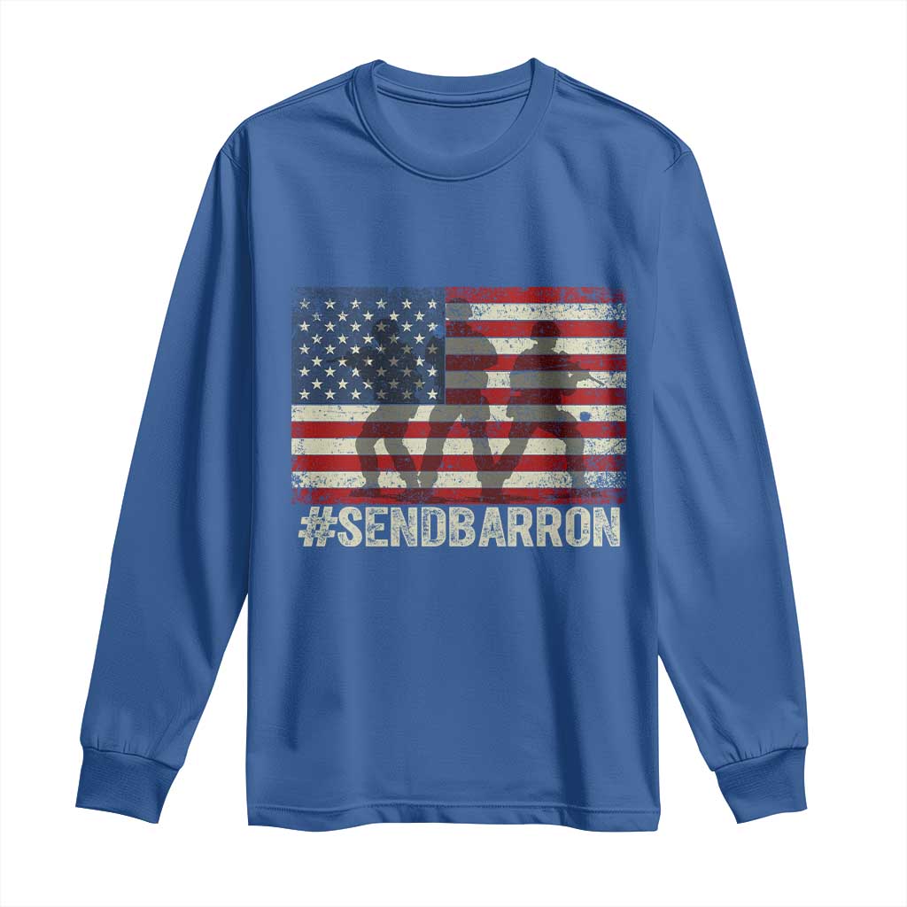 Send Barron Long Sleeve Shirt Vintage American Flag Soldier Hashtag Internet Meme