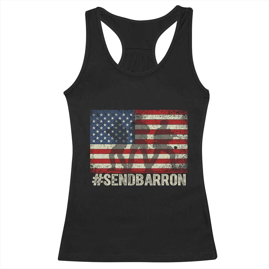 Send Barron Racerback Tank Top Vintage American Flag Soldier Hashtag Internet Meme