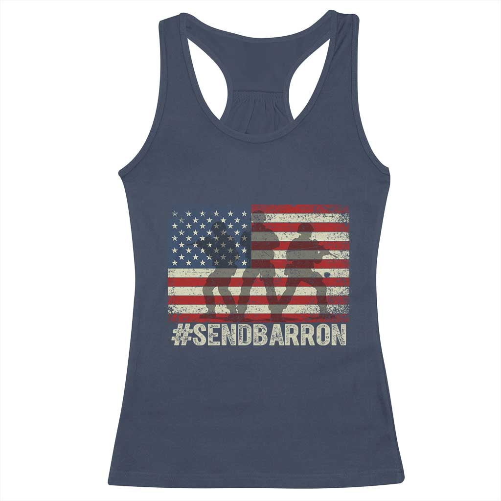 Send Barron Racerback Tank Top Vintage American Flag Soldier Hashtag Internet Meme