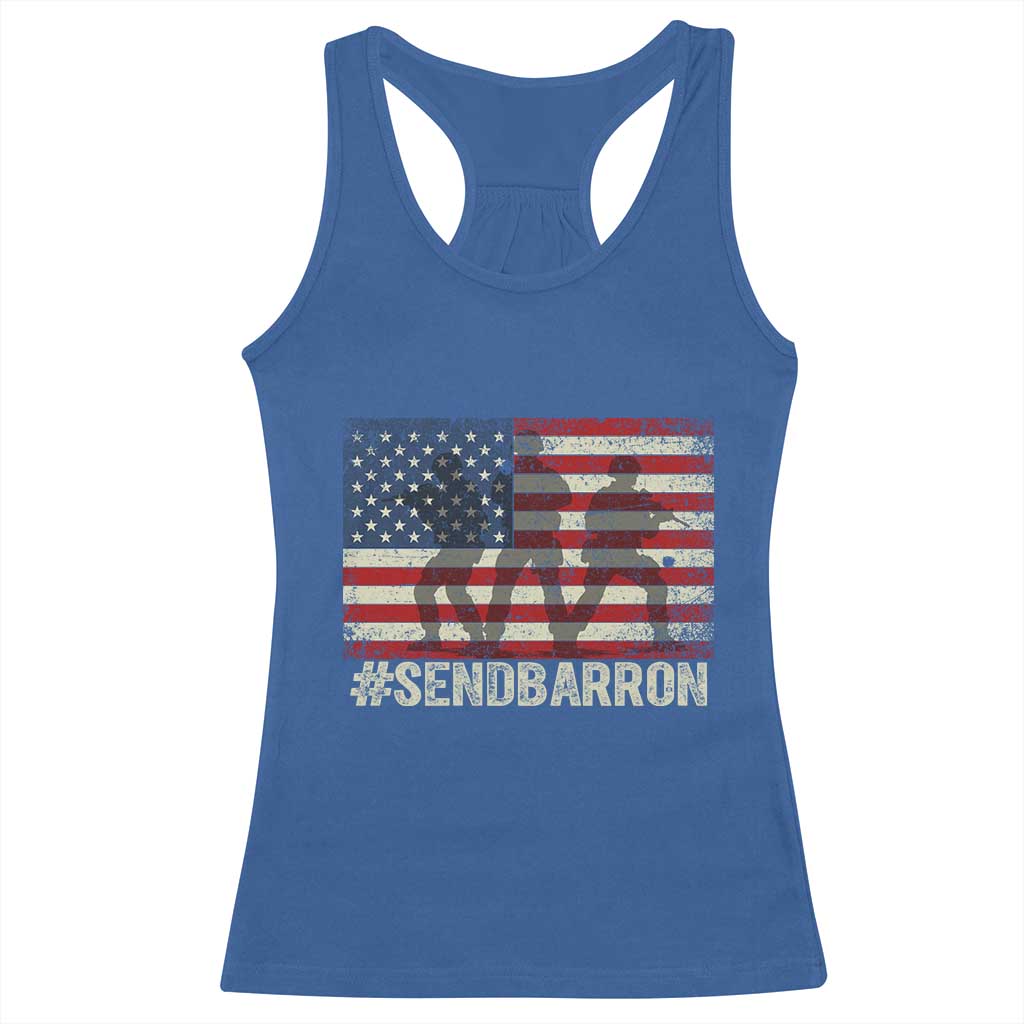 Send Barron Racerback Tank Top Vintage American Flag Soldier Hashtag Internet Meme