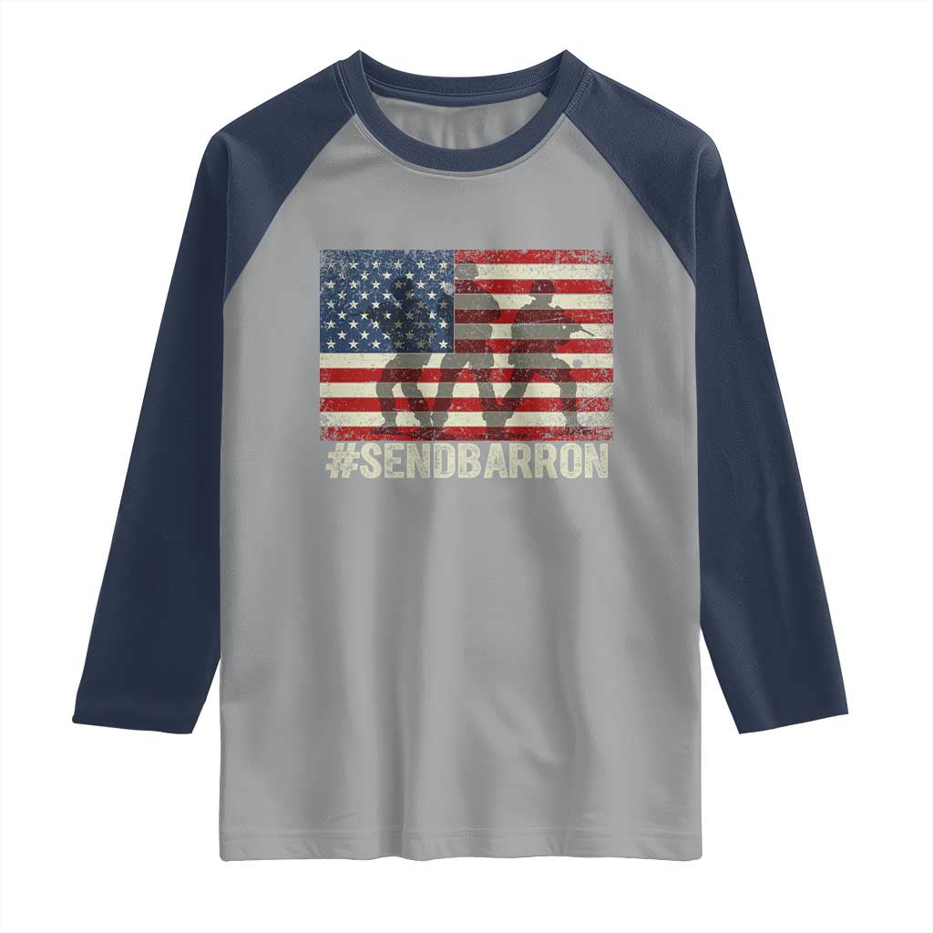 Send Barron Raglan Shirt Vintage American Flag Soldier Hashtag Internet Meme