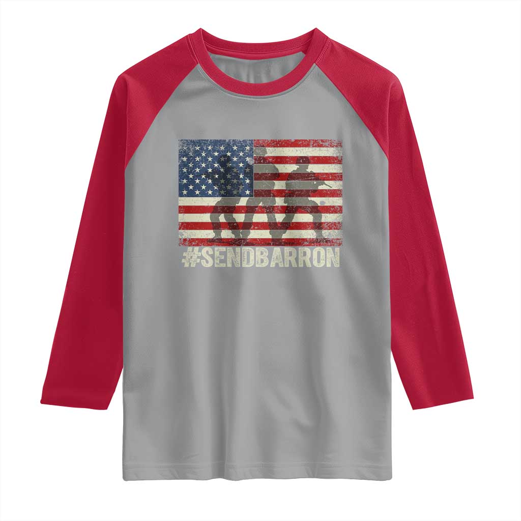 Send Barron Raglan Shirt Vintage American Flag Soldier Hashtag Internet Meme