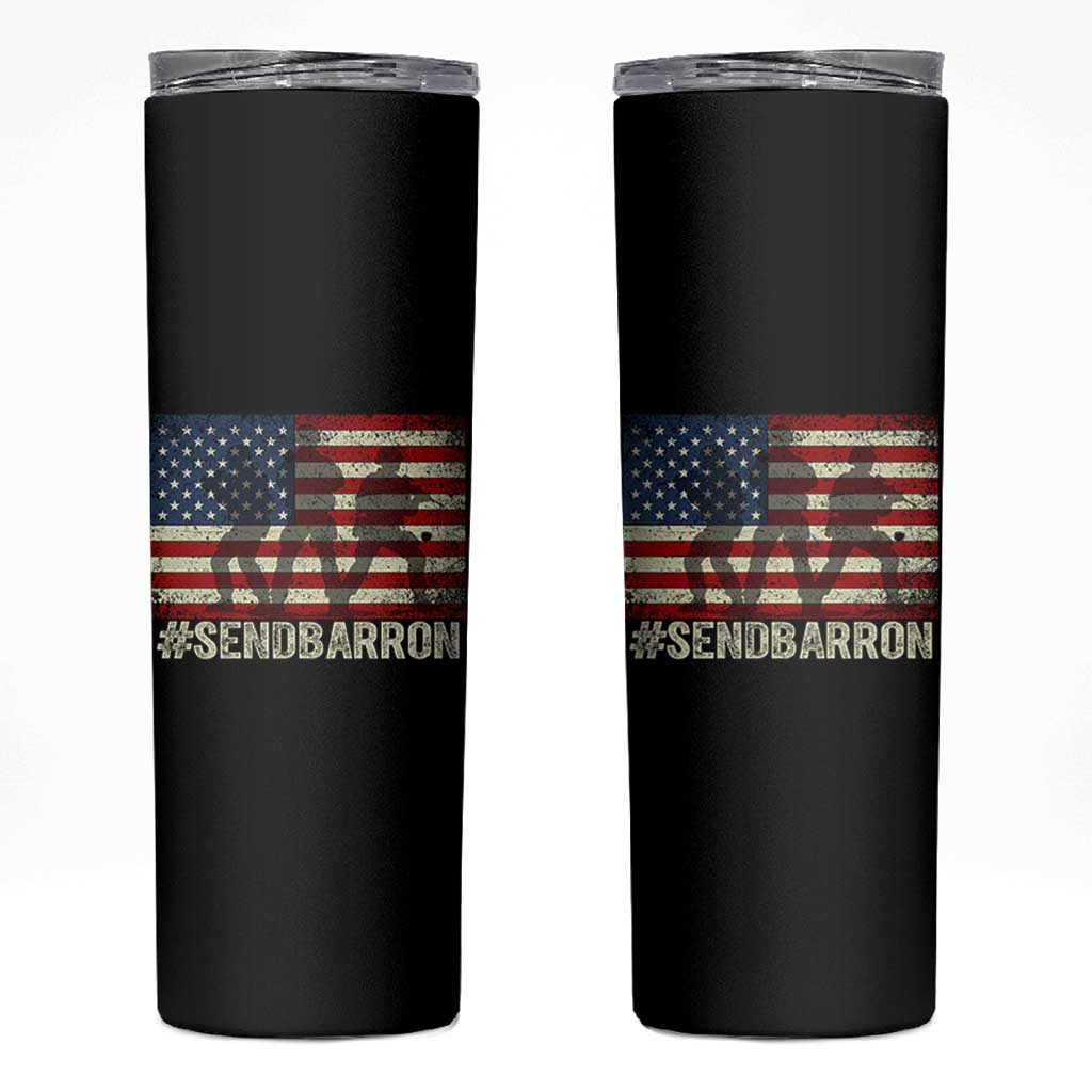 Send Barron Skinny Tumbler Vintage American Flag Soldier Hashtag Internet Meme