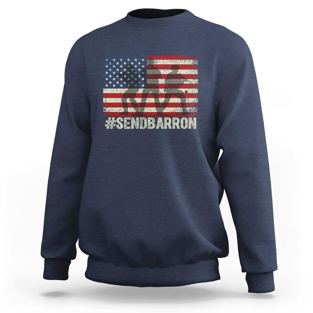 Send Barron Sweatshirt Vintage American Flag Soldier Hashtag Internet Meme