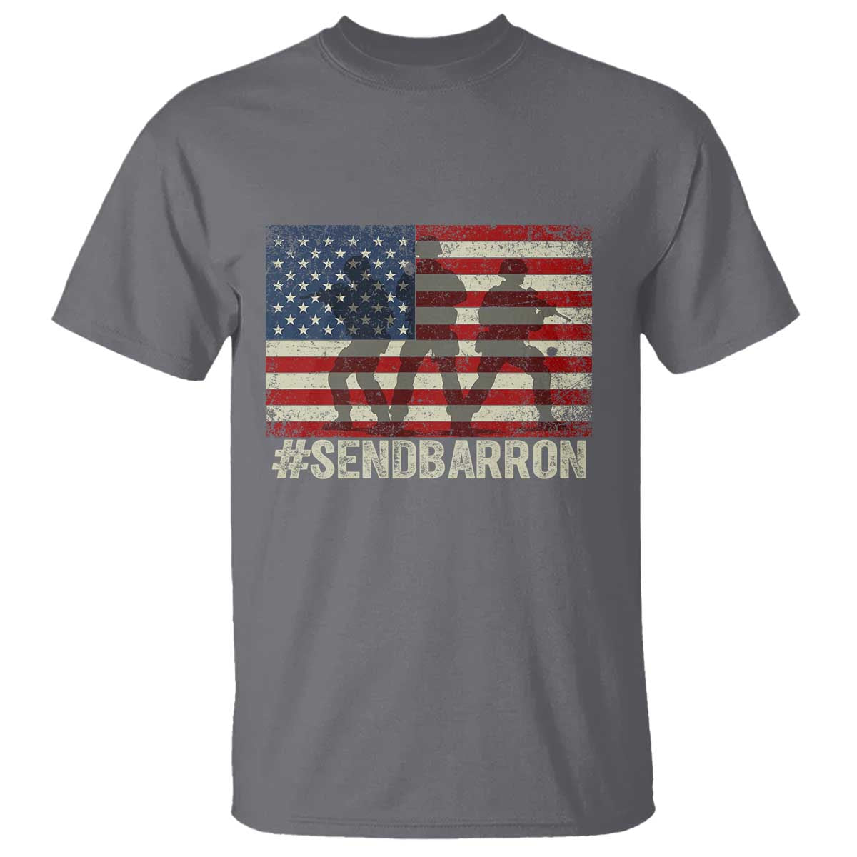 Send Barron T Shirt Vintage American Flag Soldier Hashtag Internet Meme
