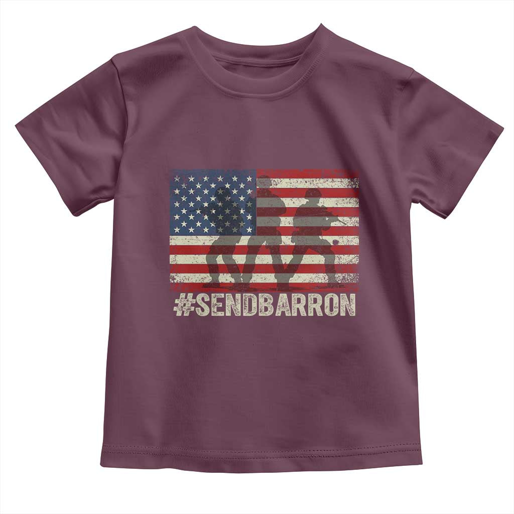 Send Barron Toddler T Shirt Vintage American Flag Soldier Hashtag Internet Meme