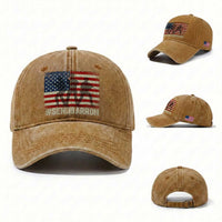 Send Barron Washed Cotton Baseball Cap Vintage American Flag Soldier Hashtag Internet Meme