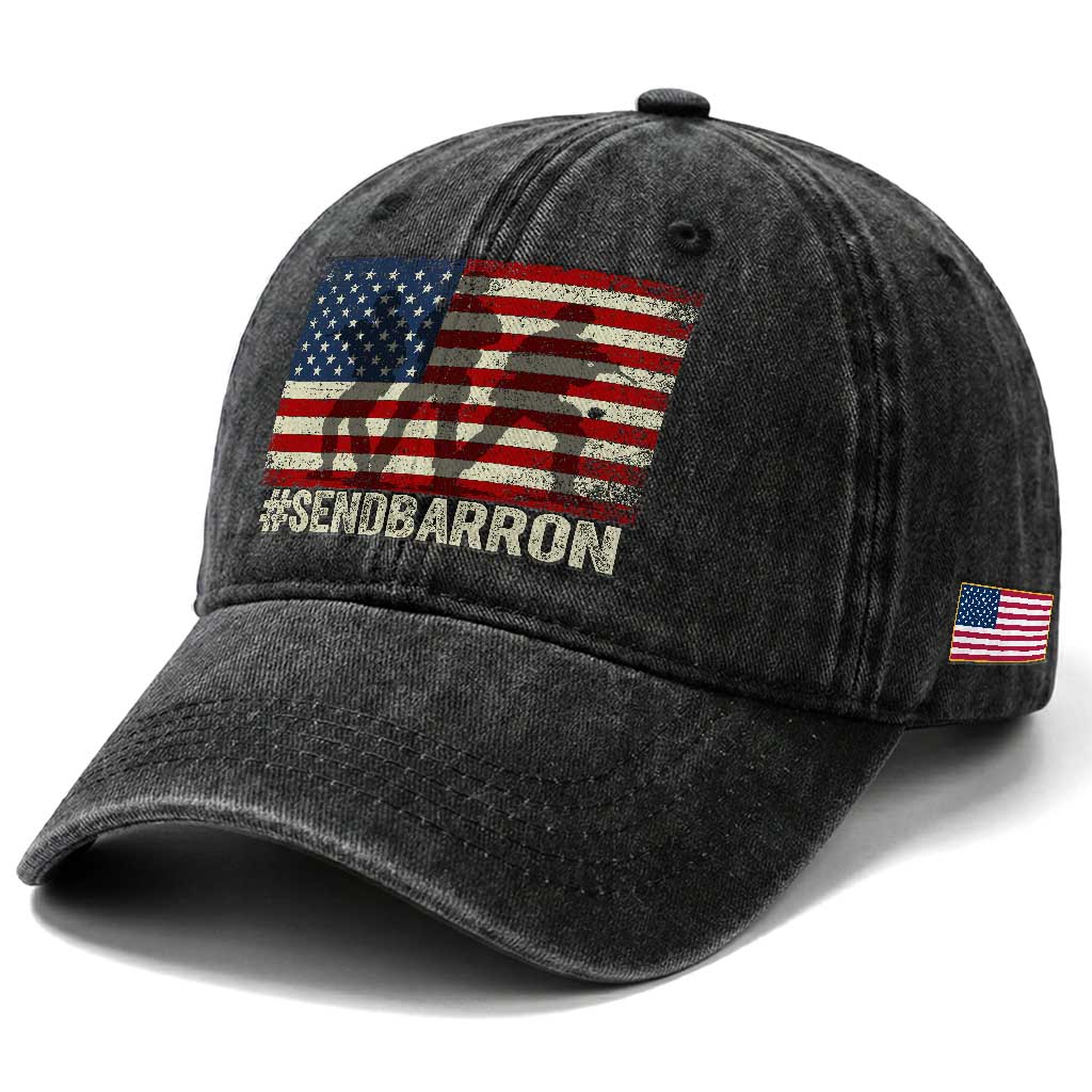 Send Barron Washed Cotton Baseball Cap Vintage American Flag Soldier Hashtag Internet Meme