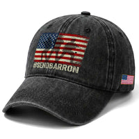 Send Barron Washed Cotton Baseball Cap Vintage American Flag Soldier Hashtag Internet Meme