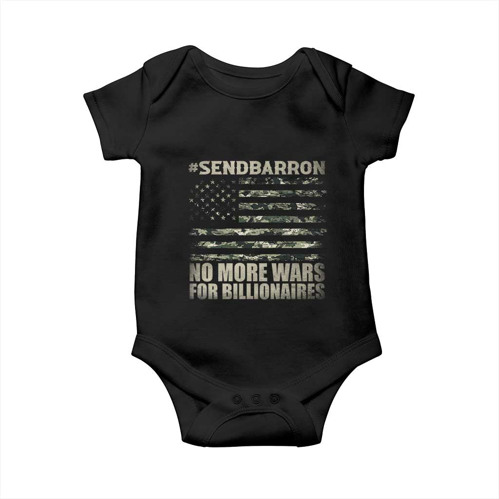 Send Barron Baby Onesie Vintage American Flag Camo Soldier Hashtag Meme
