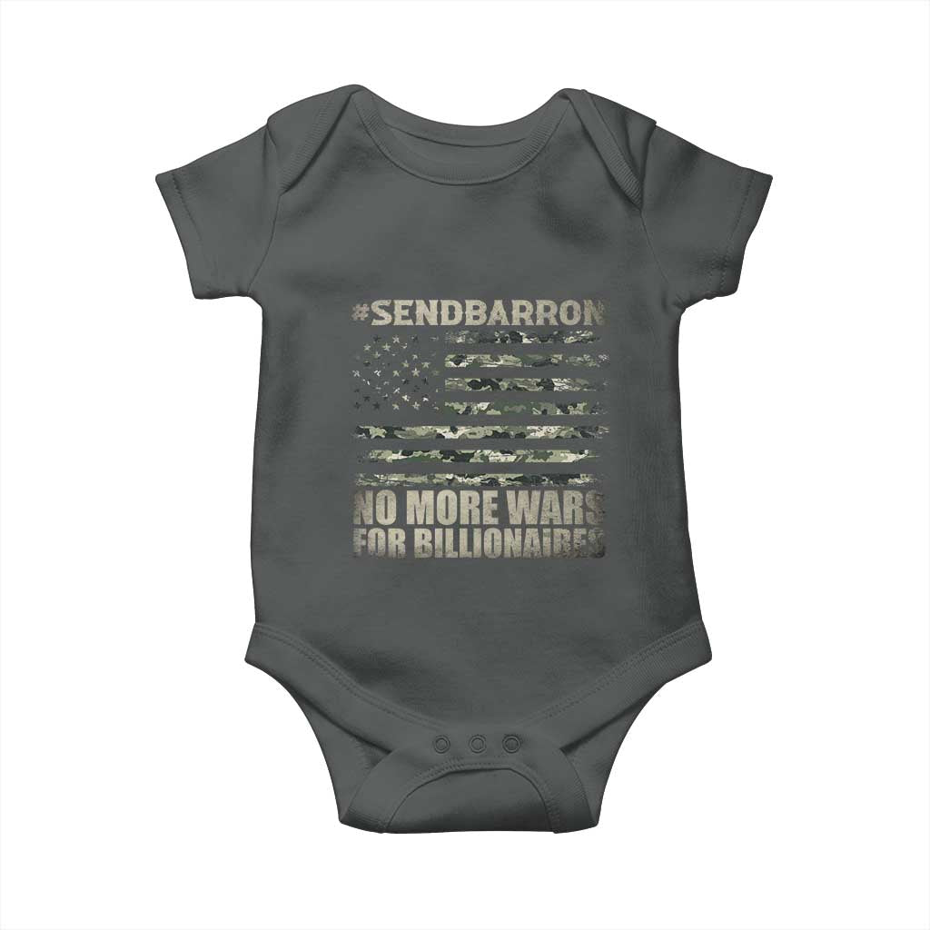 Send Barron Baby Onesie Vintage American Flag Camo Soldier Hashtag Meme