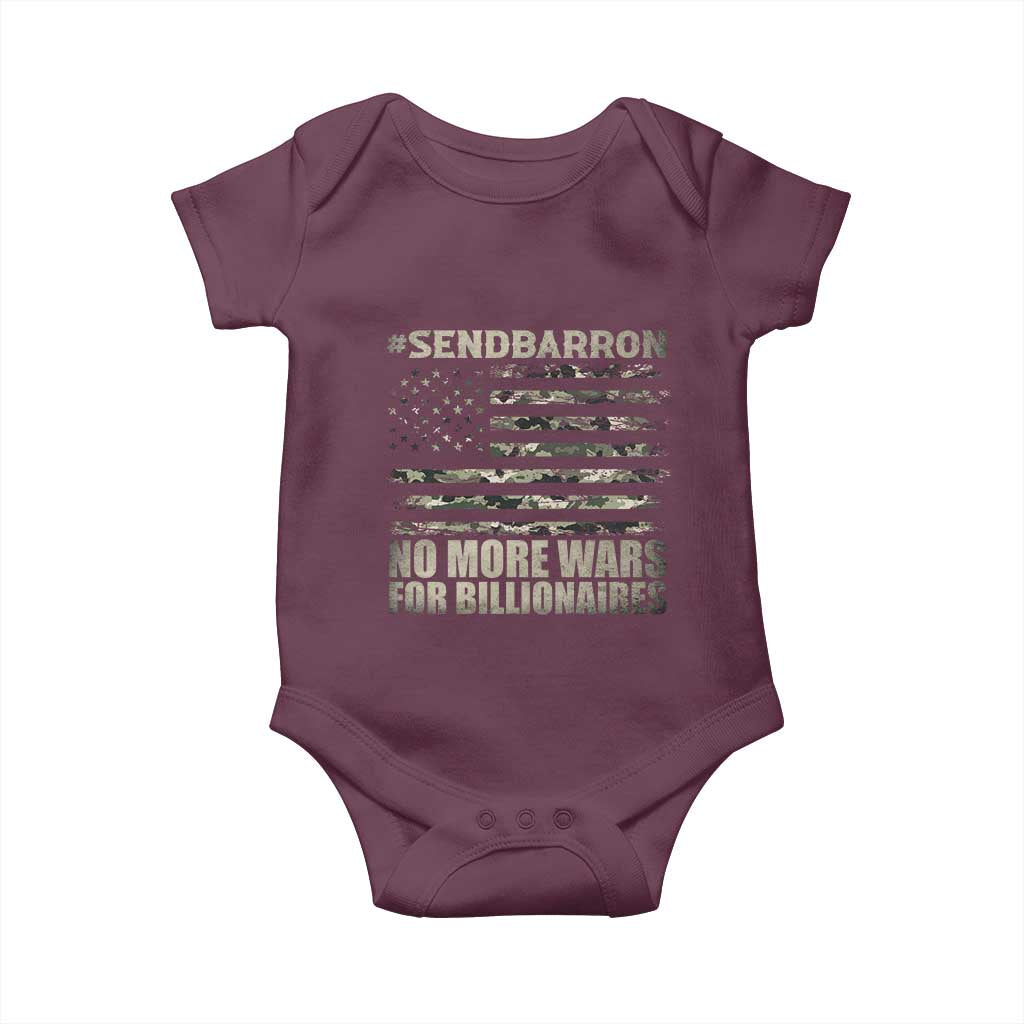 Send Barron Baby Onesie Vintage American Flag Camo Soldier Hashtag Meme
