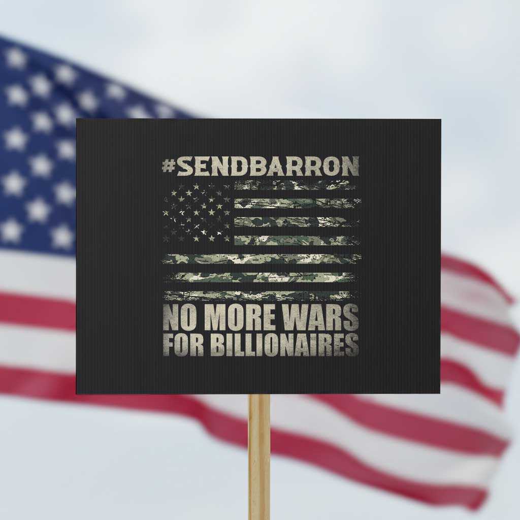 Send Barron Protest Sign Vintage American Flag Camo Soldier Hashtag Meme